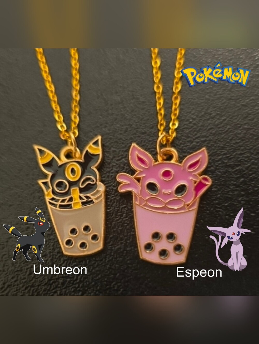 Unbeon & Espeon Boba Necklace Set